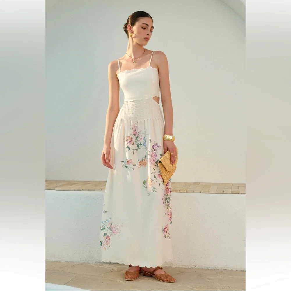 69. Commense $65 Floral Print Lace-Up Back Sleeveless Dress - Picture 4 of 7